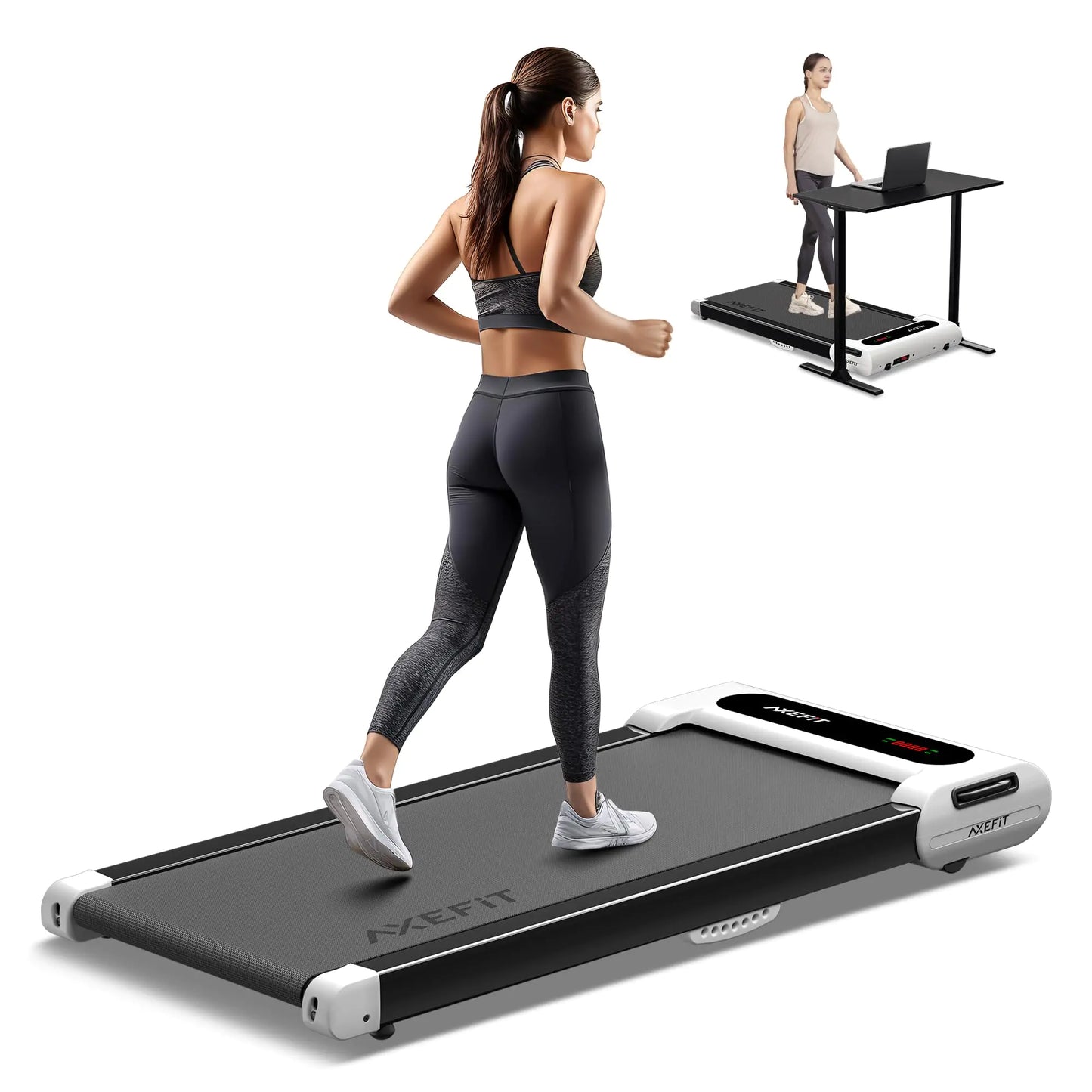 VibeFlowFit QuietStride 2.5HP Walking Pad Treadmill – Compact, Under Desk, and Joint-Friendly
