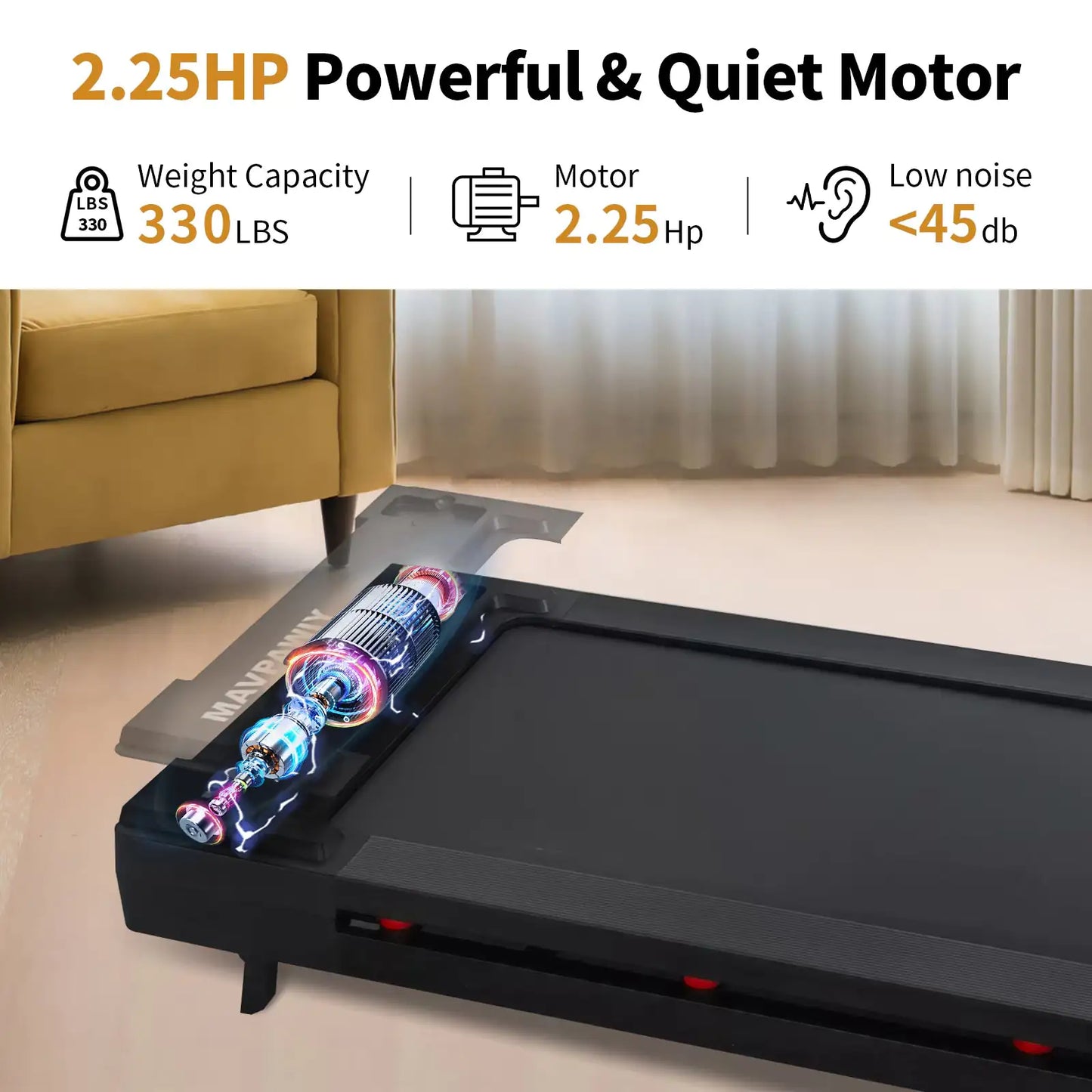 VibeFlowFit Under Table & Desk Treadmill