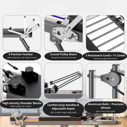 FlowPro Pilates Reformer – Space-Saving Home Fitness Machine