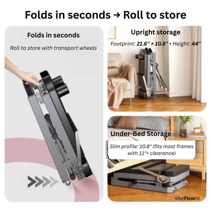 FlowPro Pilates Reformer – Space-Saving Home Fitness Machine